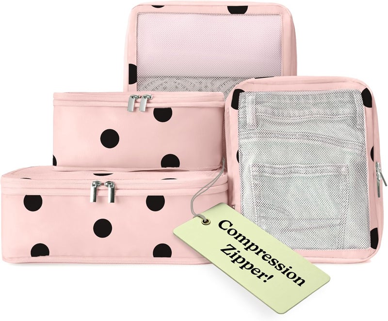 VANDEL Space-Saving Compression Packing Cubes for Kids + Women, Compressible Carry On Suit Case Organizer Luggage Kids Packing Cubes for Baby Bag Organizer Pouches for Luggage, Treavel Suitcase Cube - Image 1